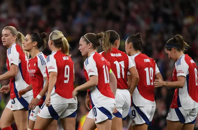 Arsenal celebrate Emily Fox's goal