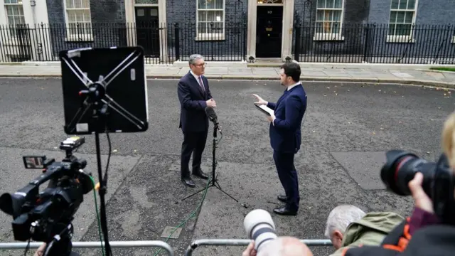 Prime Minister Sir Keir Starmer interviewed by BBC Chief Political Correspondent Henry Zeffman outside No 10 Downing Street