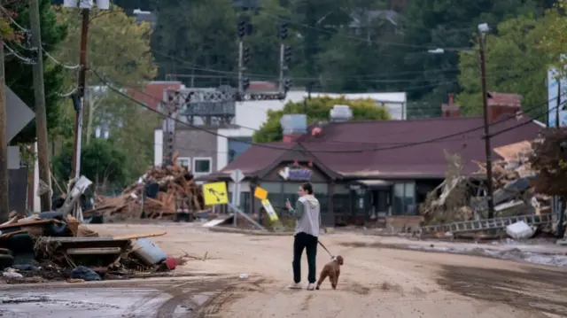 A view of Hurricane Helene's damage in Asheville, in Buncombe County, North Carolina