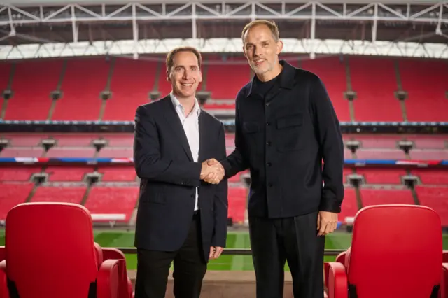 Mark Bullingham and Thomas Tuchel at Wembley