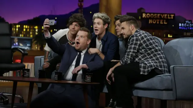 One Direction members Liam Payne, Harry Styles, Louis Tomlinson and Niall Horan join James Corden's Dodgeball appear on "The Late Late Show with James Corden,"