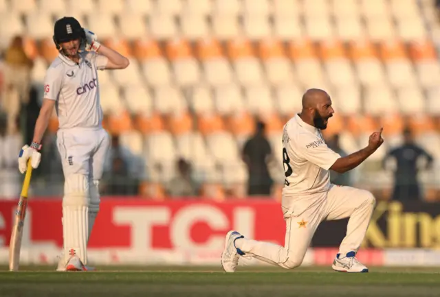 Sajid Khan celebrates wicket