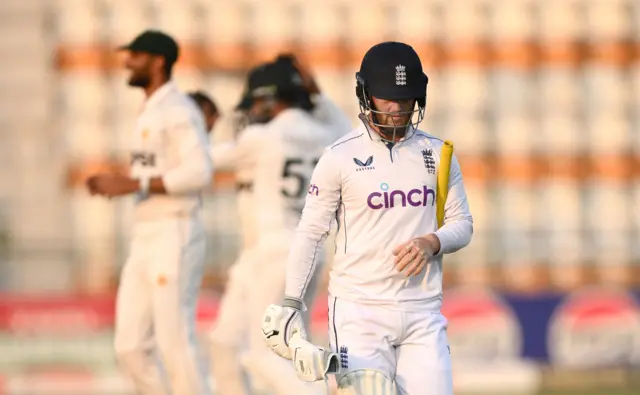 Ben Duckett walks off after being dismissed