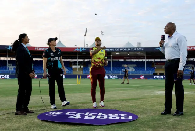 Sophie Devine and Hayley Matthews at the toss