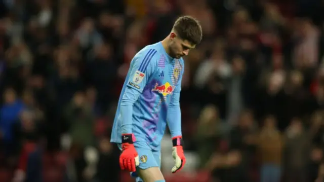 Illan Meslier looking dejected after his error hands Sunderland a draw during Championship match