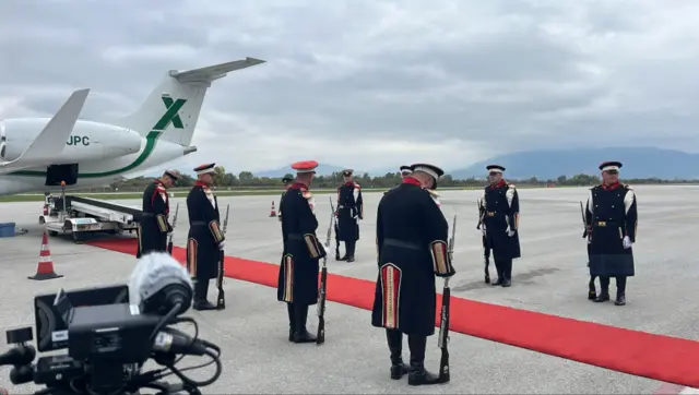 The military guard of honour at Ohrid Airport