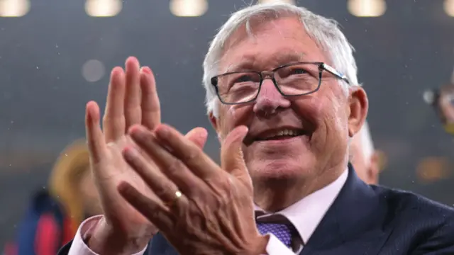 Former Manchester United manager Sir Alex Ferguson during the UEFA Europa League match between United and Twente