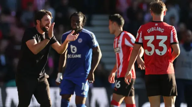 Russell Martin, manager of Southampton, reacts