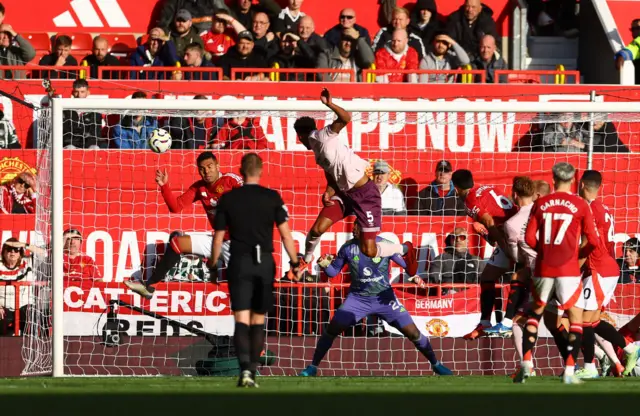 Brentford's Ethan Pinnock scores their first goal