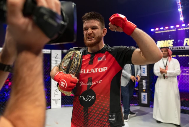 Johnny Eblen with his Bellator belt