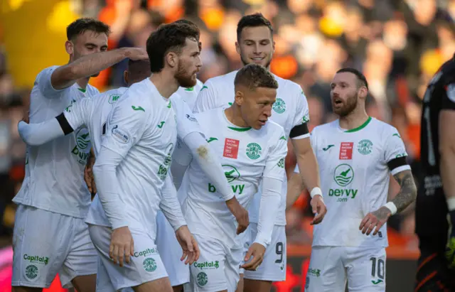 Hibs have come from behind to lead at Tannadice