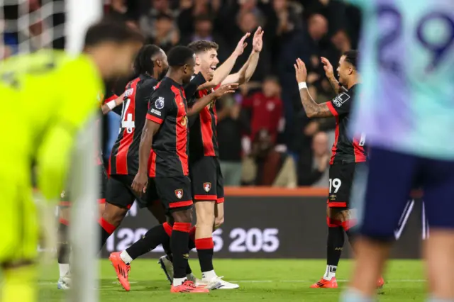 Bournemouth celebrate Christie's goal