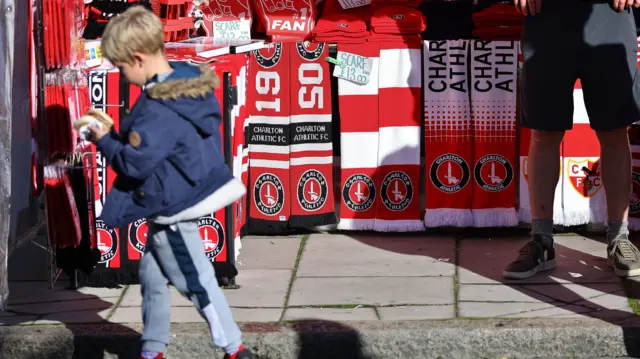 Charlton Athletic scarfs on sale outside The Valley