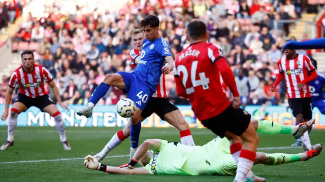 Leicester City's Facundo Buonanotte score