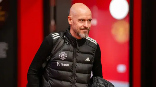 Erik ten Hag arrives ahead of the Premier League match between Manchester United and Brentford