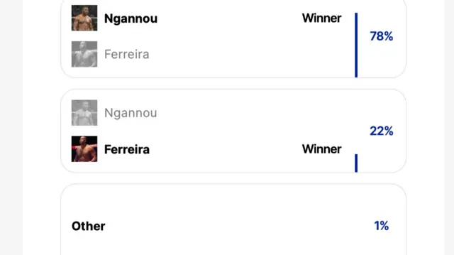 Public vote for the outcome of Ngannou v Ferreira