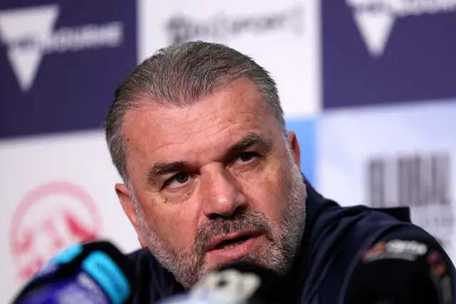 Ange Postecoglou attends a press conference