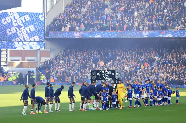 Sam Morsy of Ipswich Town leads his team, through the pre-match handshakes