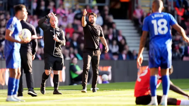 Southampton manager Russell Martin on the touchline