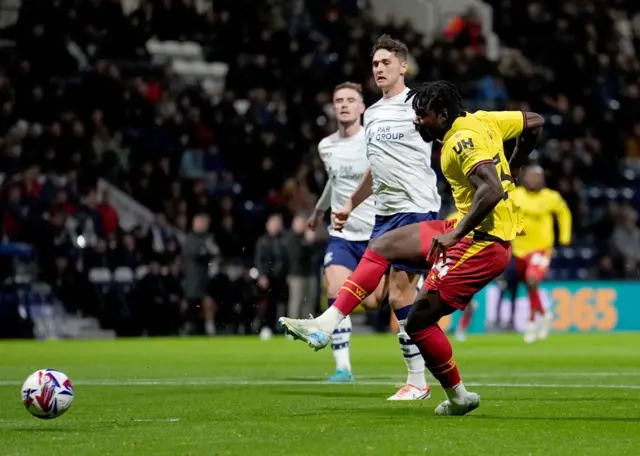 Watford's Kwadwo Baah has a shot on goal