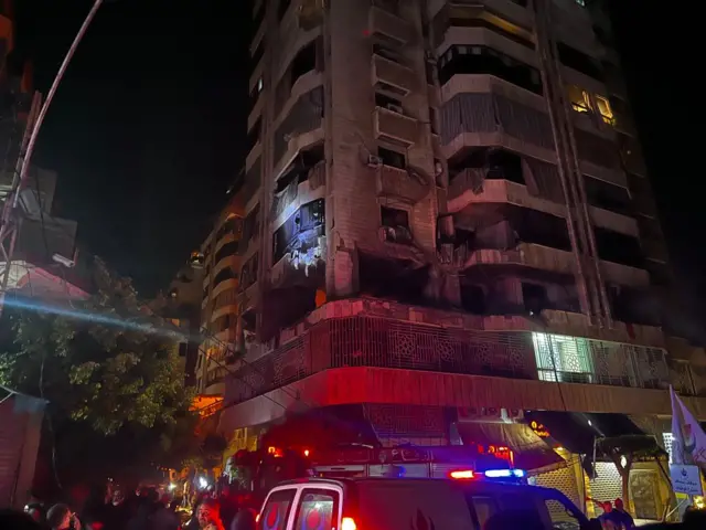 The multi-storey building was hit by a strike in central Beirut