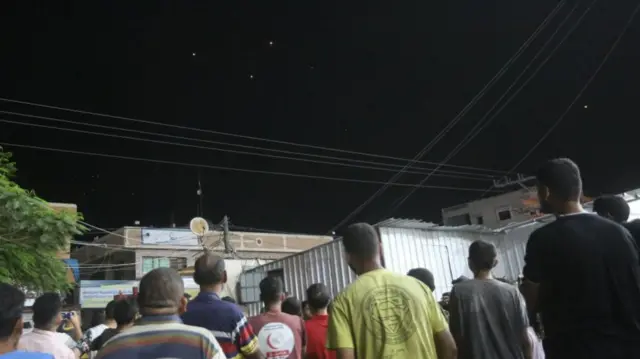 Palestinians in Gaza watch the Iranian missile barrage