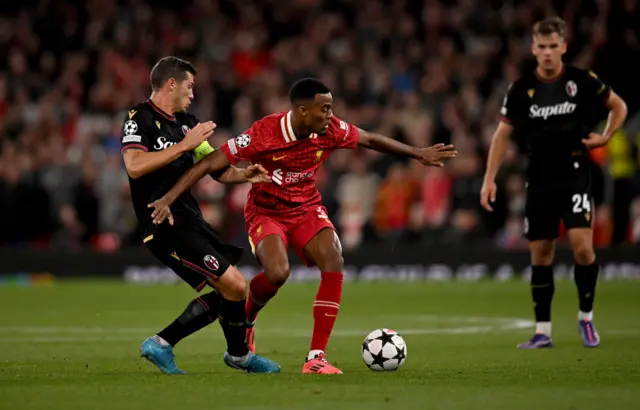 Players jostle for the ball