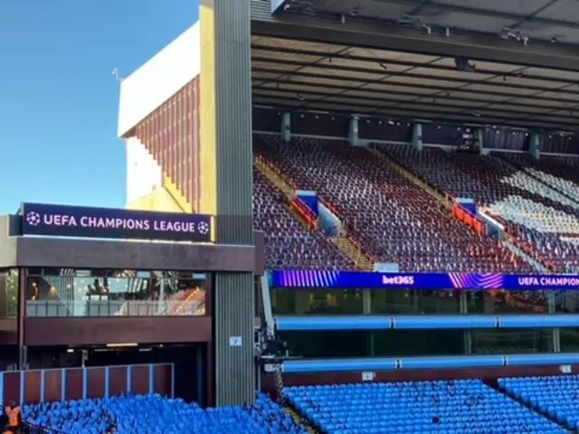 View of UCL branding at Villa Park