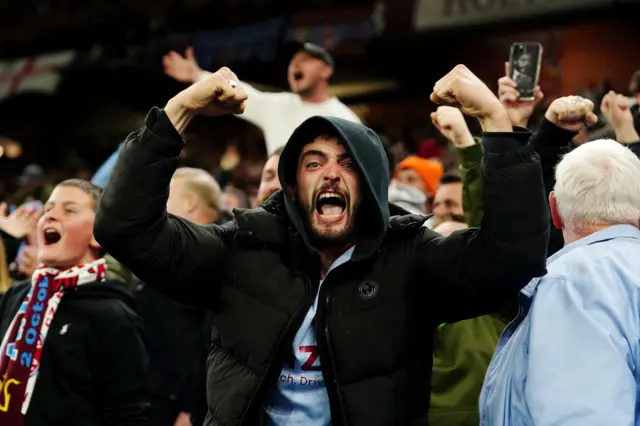 Villa fans celebrate ecstatically