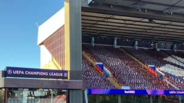 View of UCL branding at Villa Park