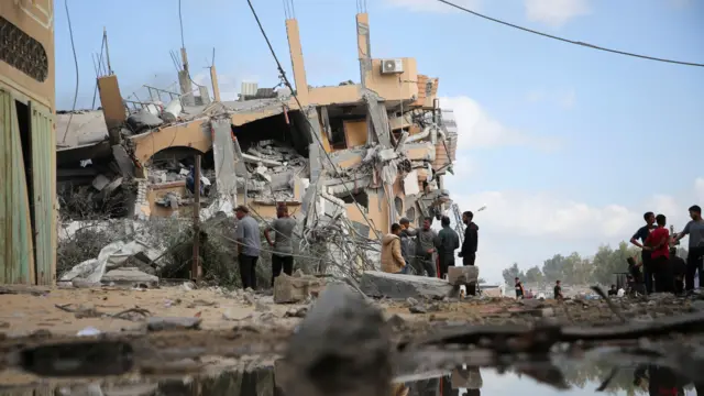 A destroyed house in Khan Younis after Israeli strike on 2 October