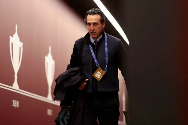 Unai Emery arrives at Villa Park