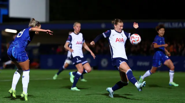 Clare Hunt of Tottenham Hotspur handles the ball