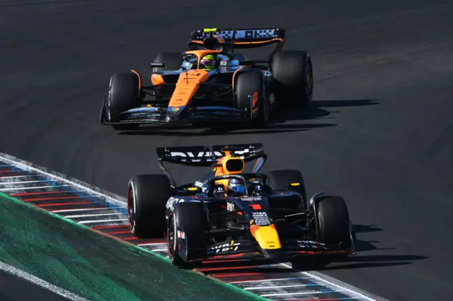 Max Verstappen ahead of Lando Norris