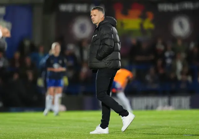 Vilahamn walks across the kingsmeadow pitch