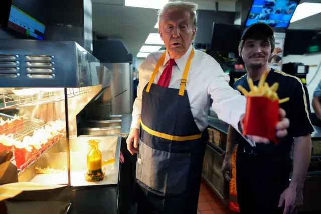 Donald Trump helps makes fries