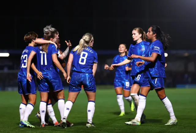 Chelsea celebrates their teams second goal