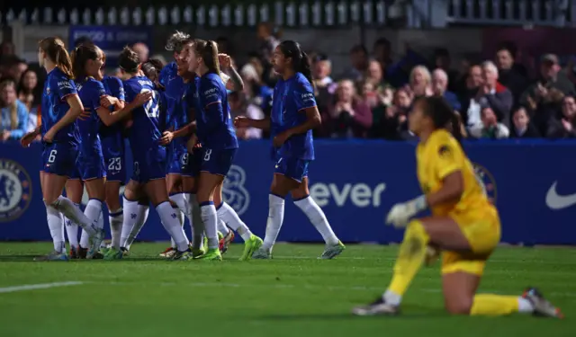 Sandy Baltimore of Chelsea celebrates