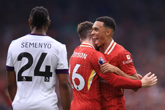 Trent Alexander-Arnold of Liverpool (R) celebrates