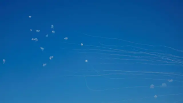Israel's Iron Dome anti-missile system intercepts rockets launched from Lebanon