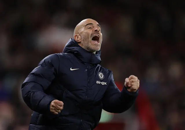 Enzo Maresca manager / head coach of Chelsea celebrates