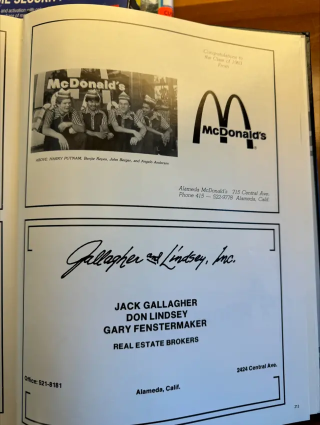 McDonald's ad in a yearbook