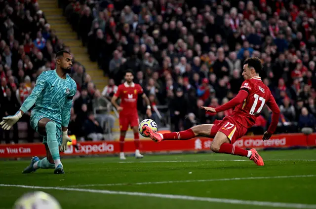 Curtis Jones of Liverpool scores