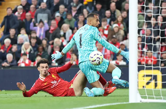 Curtis Jones of Liverpool scores