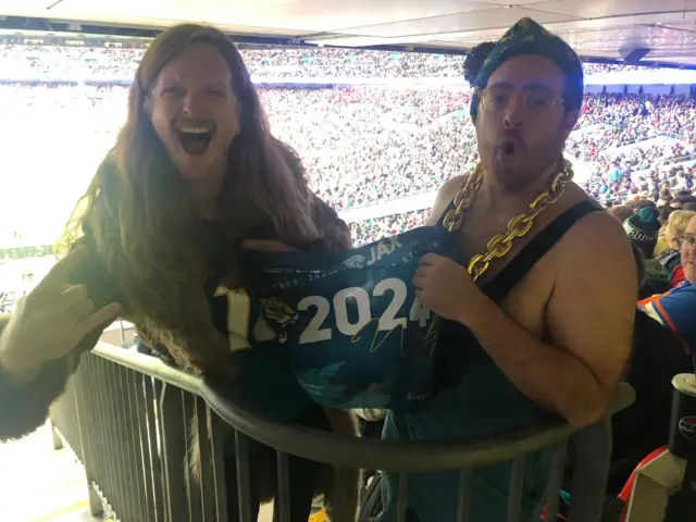 Jacksonville Jaguars fans celebrating at Wembley