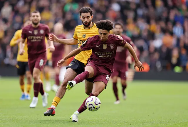 Manchester City's Rico Lewis and Rayan Ait-Nouri