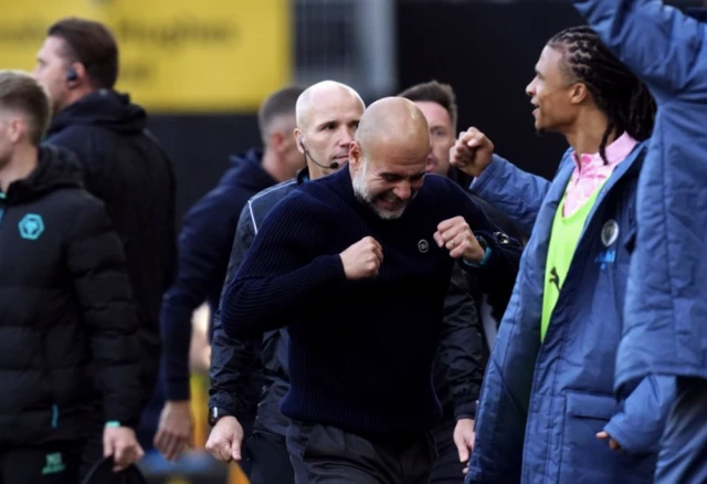 Pep Guardiola celebrates