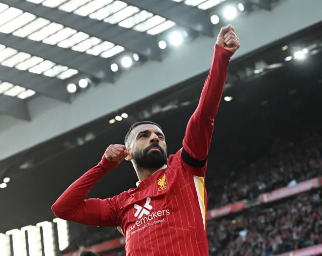 Mohamed Salah of Liverpool celebrating