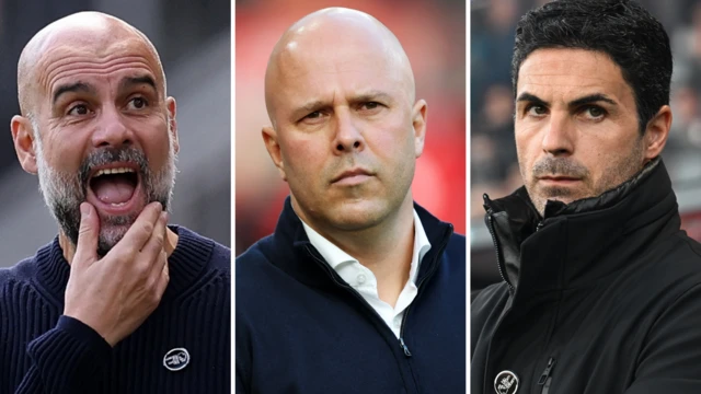 Pep Guardiola, Arne Slot and Mikel Arteta