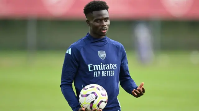 Bukayo Saka in training